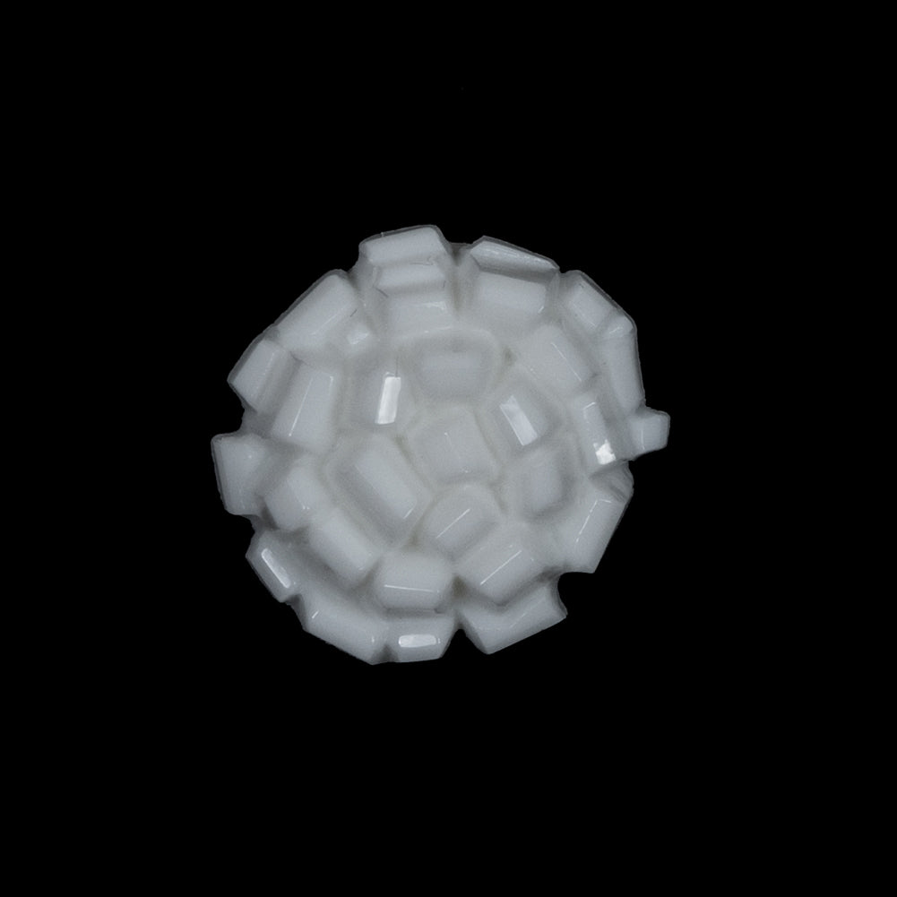 Italian White Abstract Floral Textured Shank Back Button - 36L/23mm