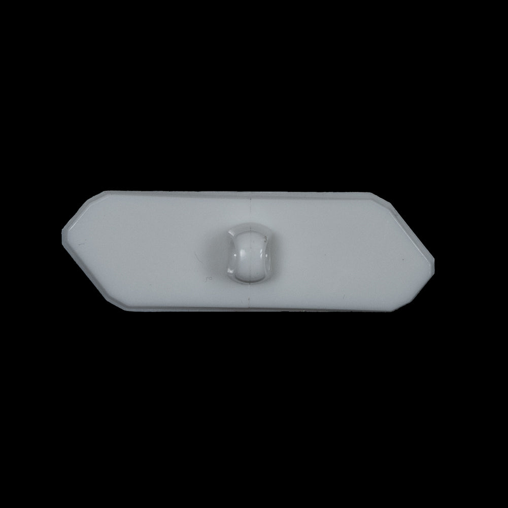 White Hexagon Plastic Shank-Back Button - 1.75" x 0.5" Detail