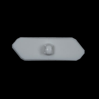 White Hexagon Plastic Shank-Back Button - 1.75" x 0.5" Detail