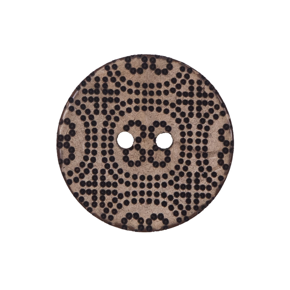 Italian Brown Etched Coconut Button - 40L/25.5mm