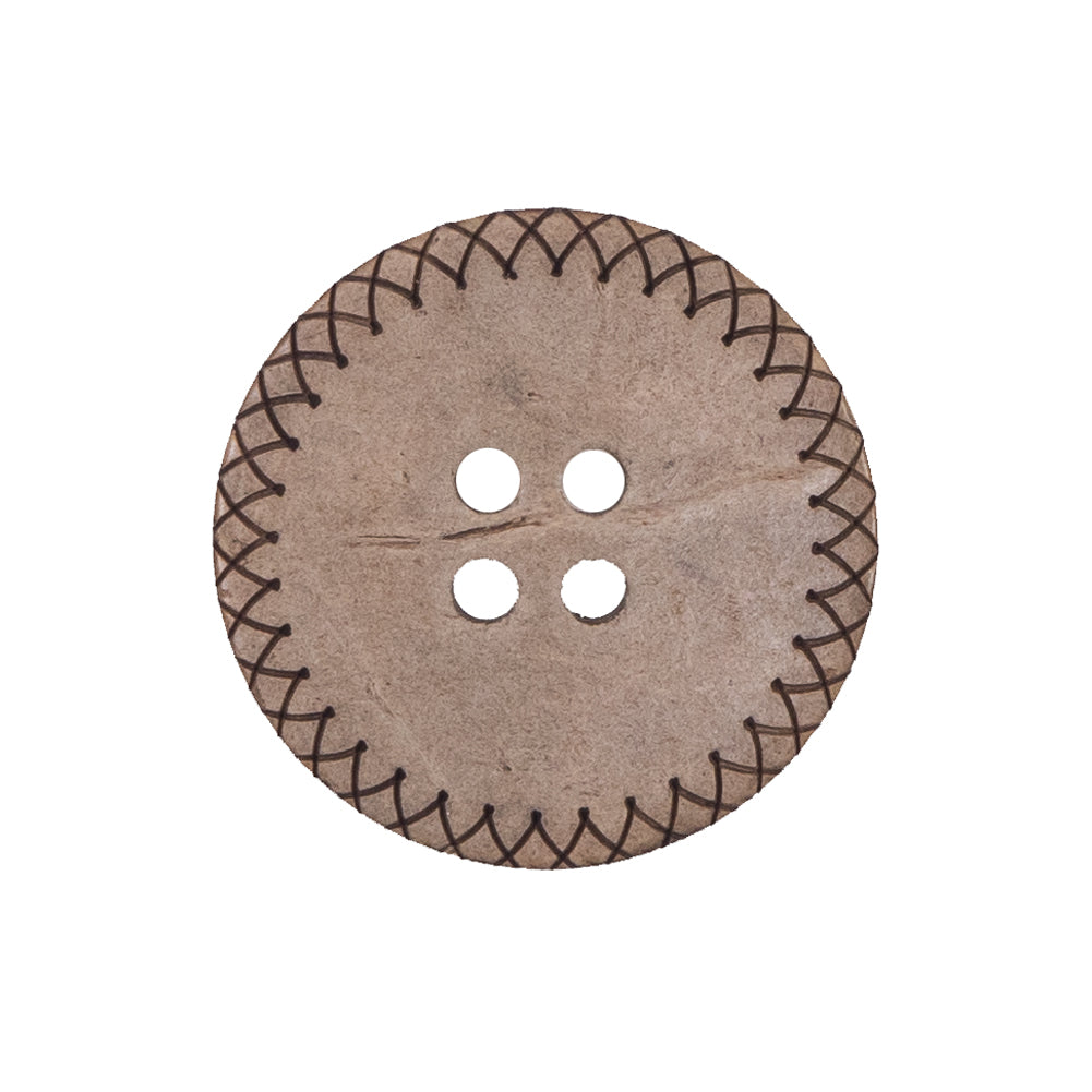 Italian Brown Etched Coconut Button - 40L/25.5mm