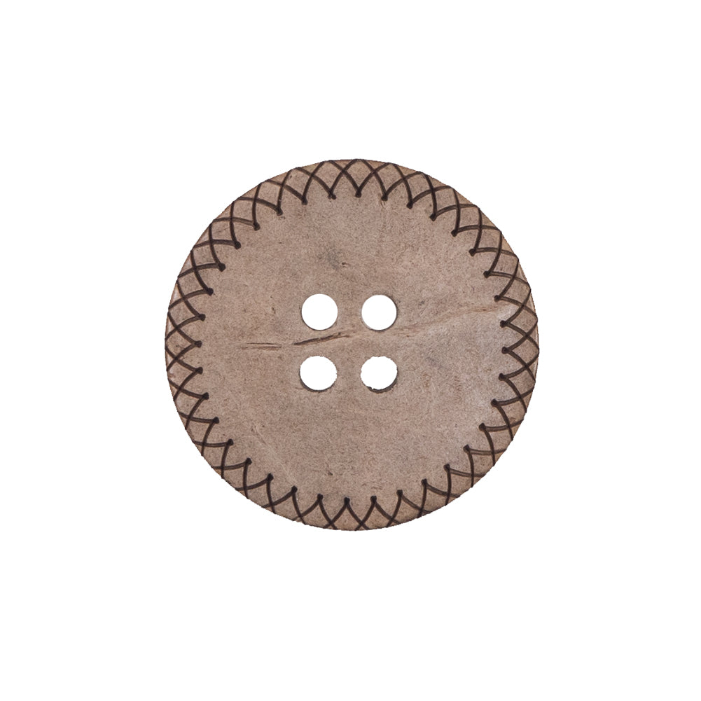 Italian Brown Etched Coconut Button - 36L/23mm
