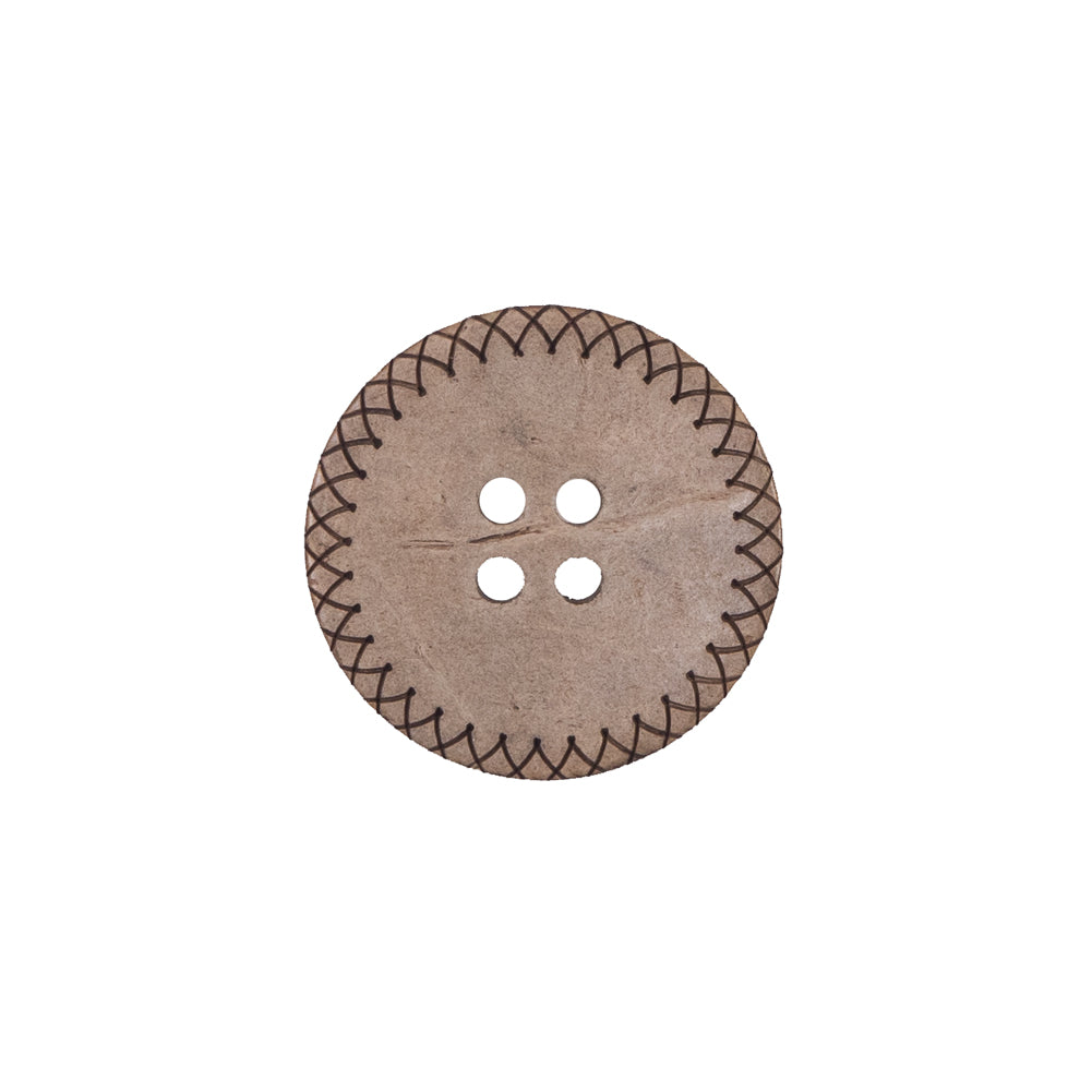 Italian Brown Etched Coconut Button - 28L/18mm