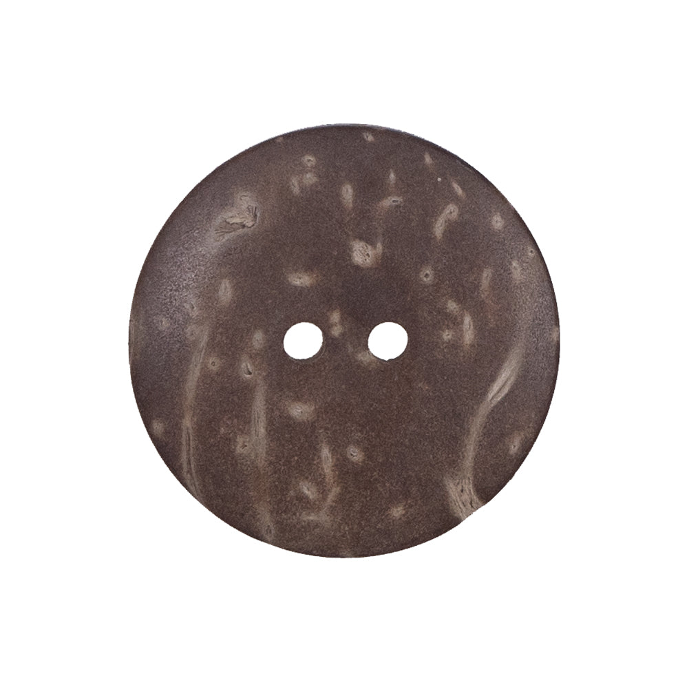 Italian Brown Leafy Etched Coconut Button - 40L/25.5mm Detail