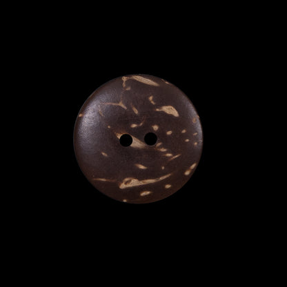 Italian Brown Floral Painted Coconut Button - 28L/18mm Detail