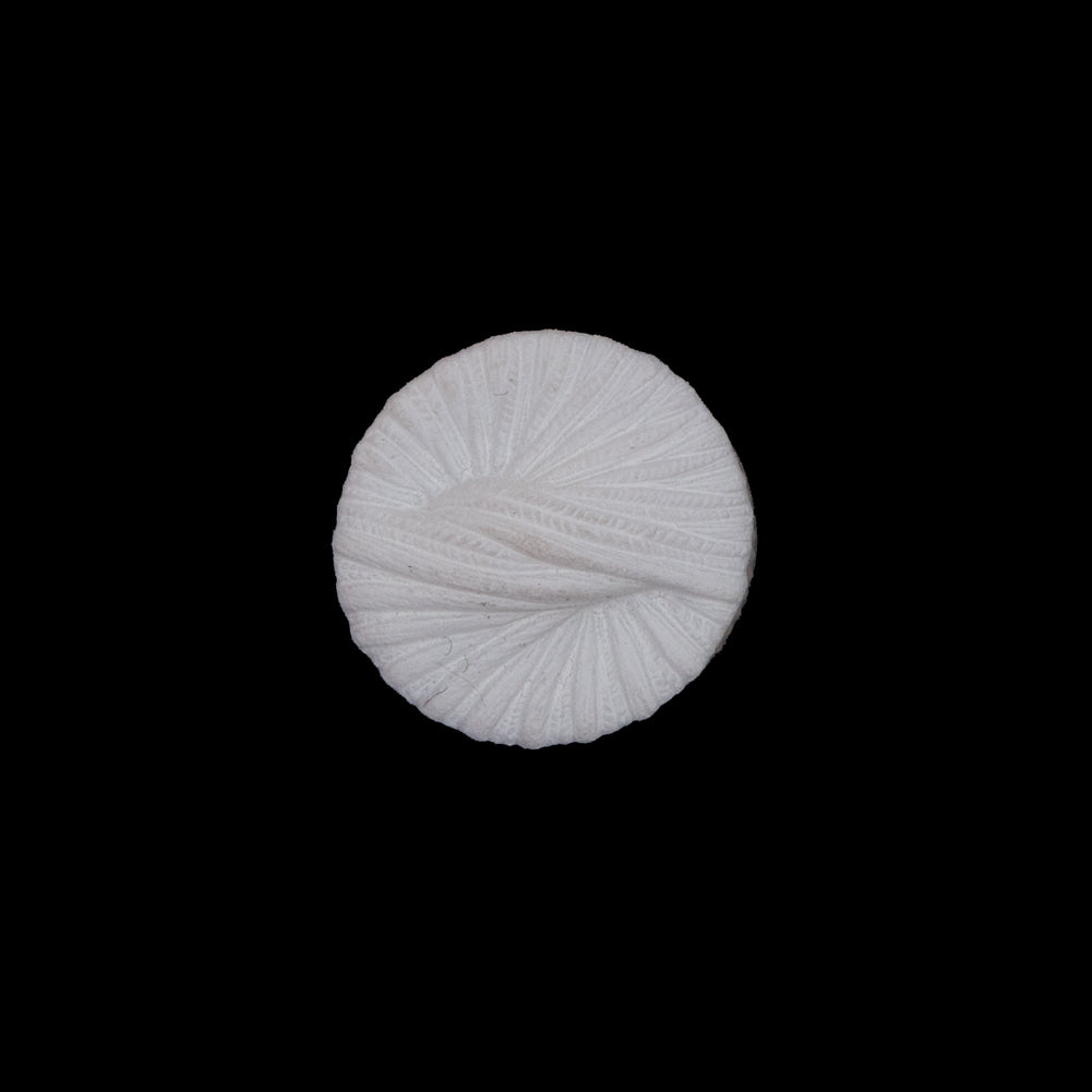 Italian White Twisted Plastic Shank-Back Button - 24L/15mm