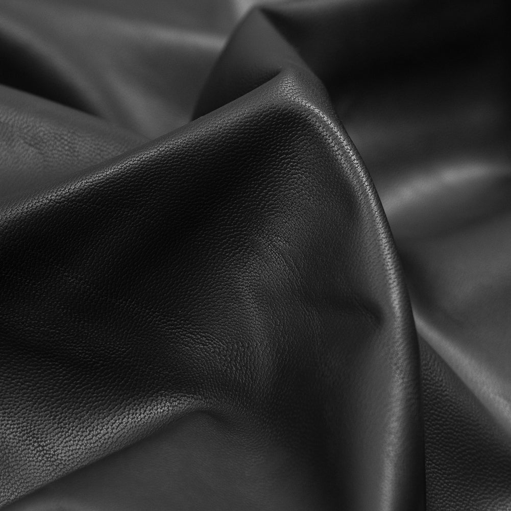 Black Stretch Faux Suede Backed Faux Leather Detail