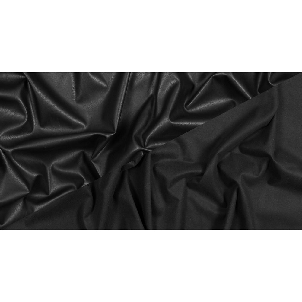 Black Stretch Faux Suede Backed Faux Leather Full