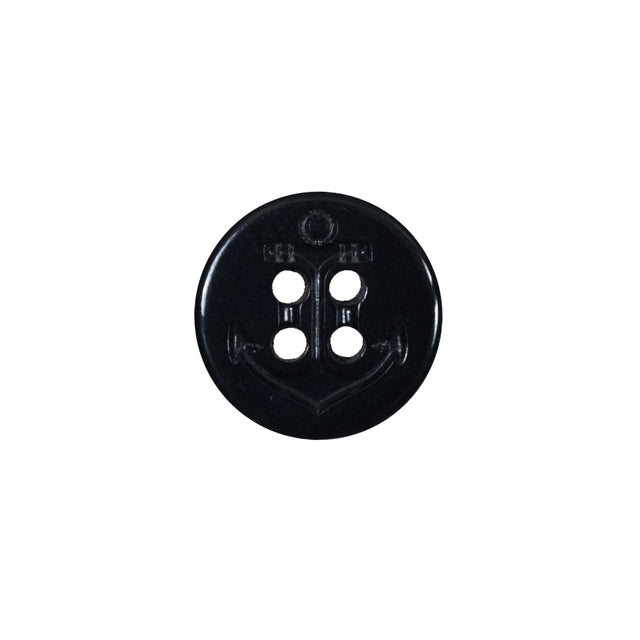 Black Anchor 4-Hole Plastic Button - 24L/15mm