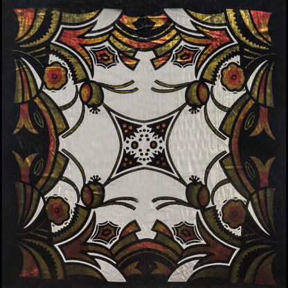 Famous NYC Designer Metallic Striped Floral Printed Silk and Rayon Burnout Velvet Panel Folded