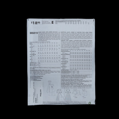 McCalls Costume Pattern M6819 Size A5 Detail