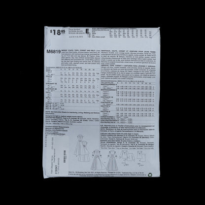 McCalls Costume Pattern M6819 Size E5 Detail