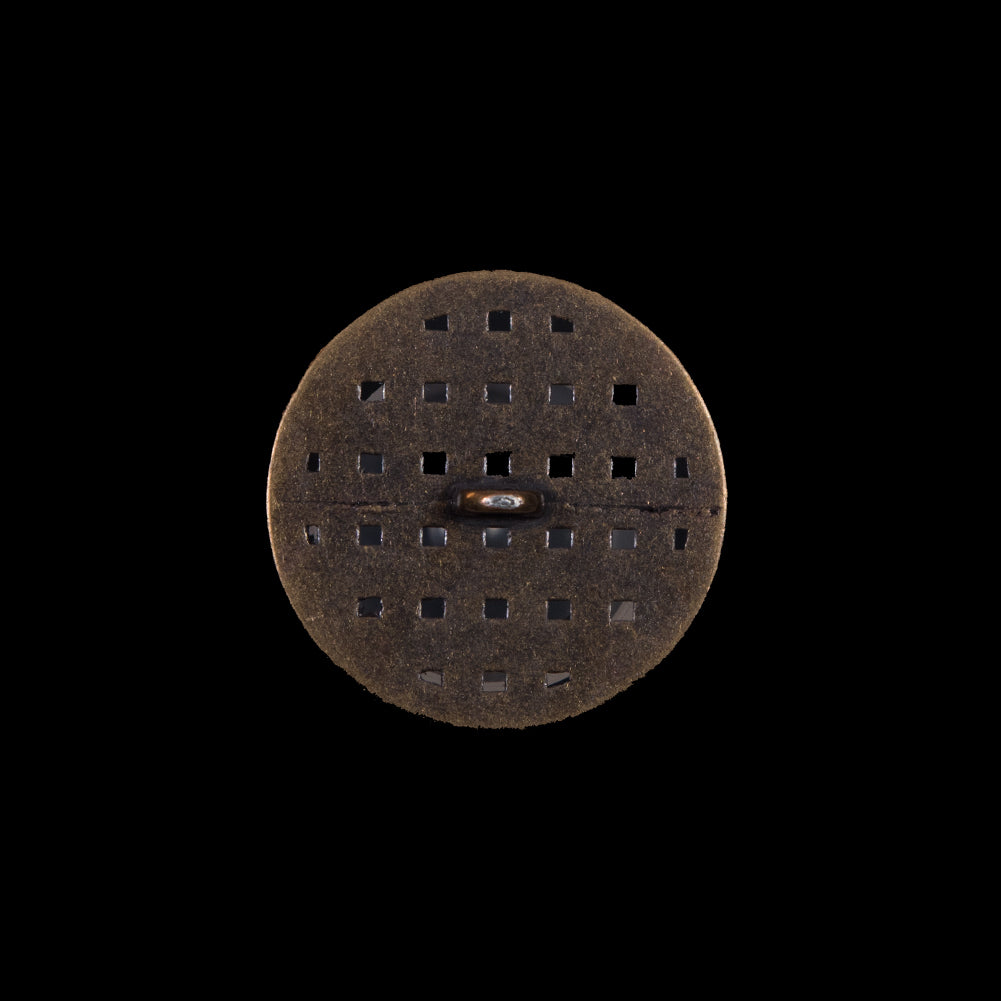 Italian Antique Gold Metal Lattice Shank Back Button - 32L/20mm Detail