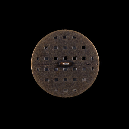 Italian Antique Gold Metal Lattice Shank Back Button - 36L/23mm Detail