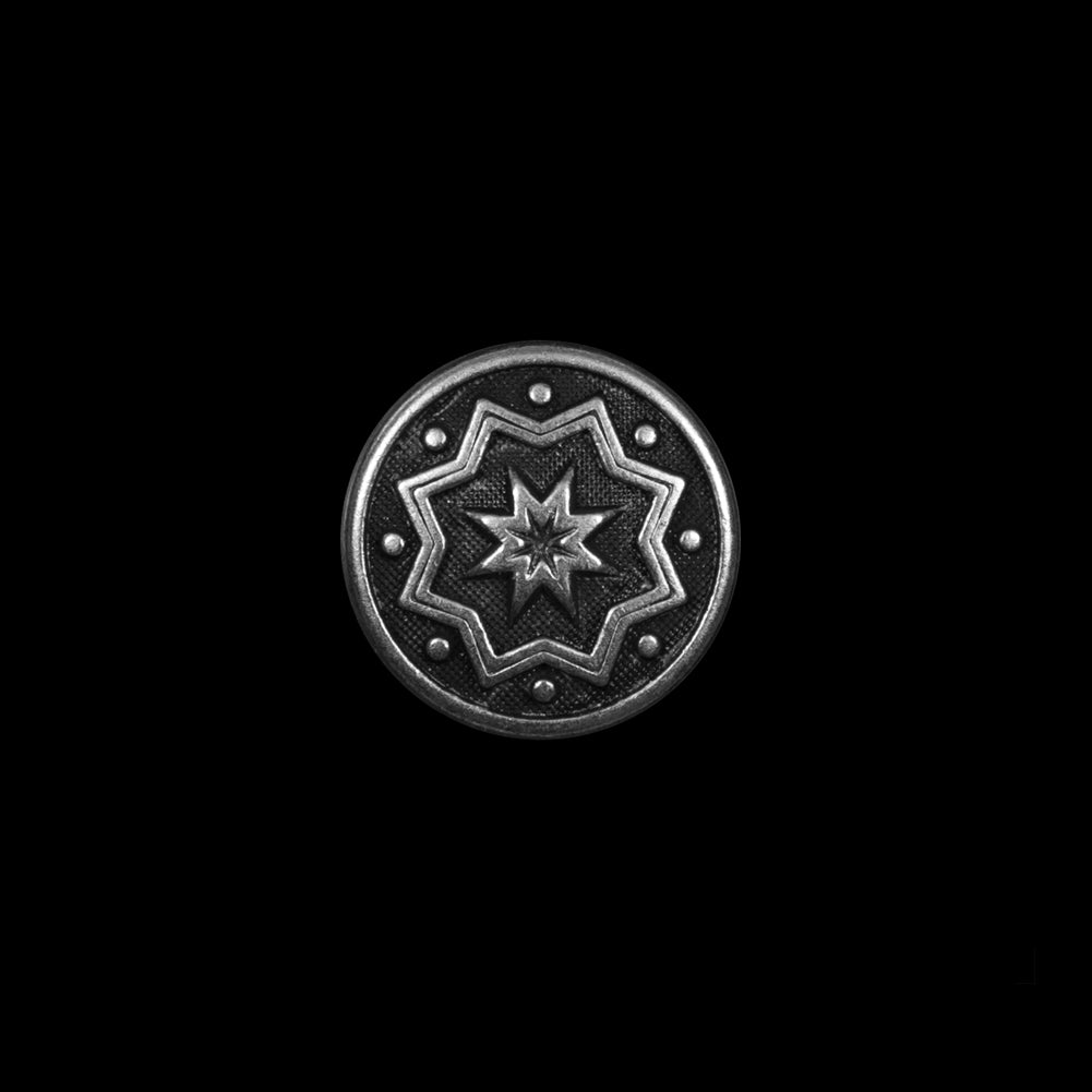 Silver Etched Metal Button - 24L/15mm