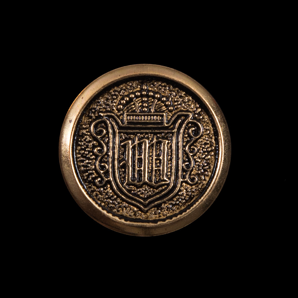 Gold Aluminum Crest Shank Back Button - 36L/23mm