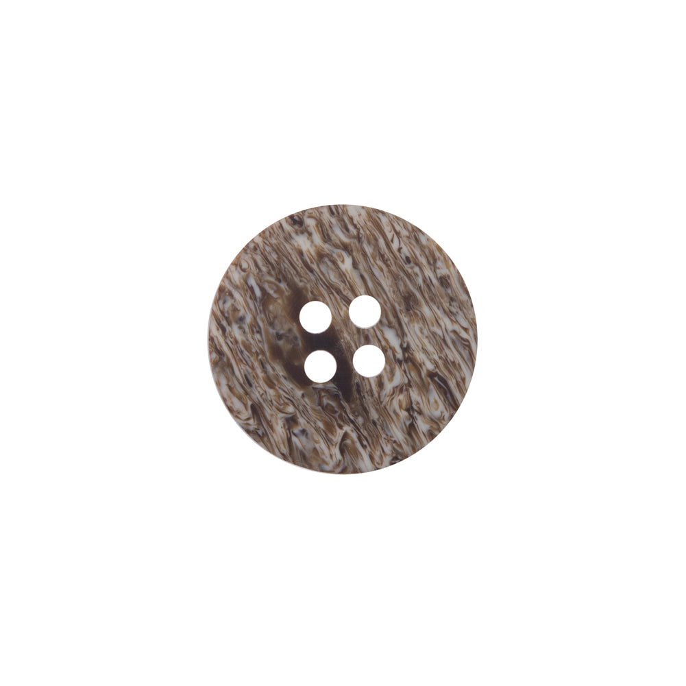 Beige and Brown Plastic 4-Hole Button - 24L/15mm Detail
