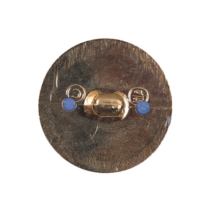 Blue and Gold Shank Back Button - 38L/24mm Detail