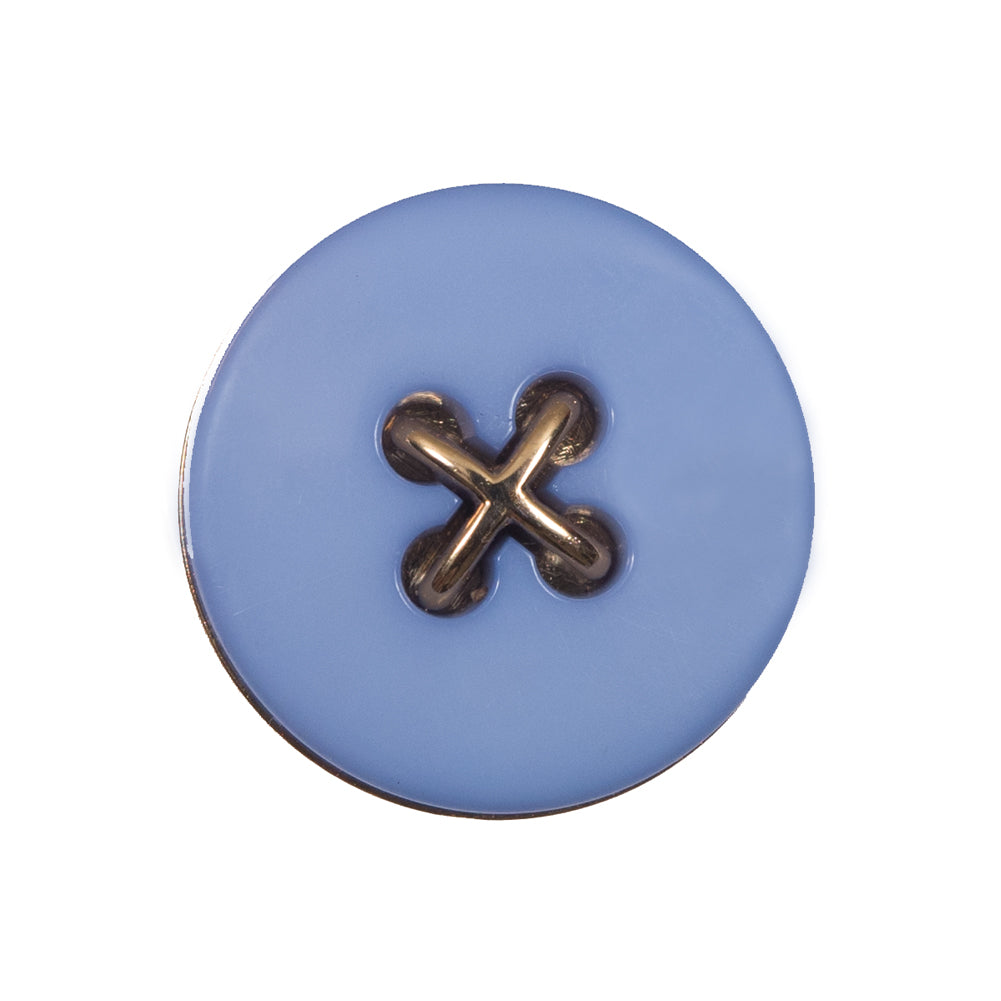 Blue and Gold Shank Back Button - 38L/24mm