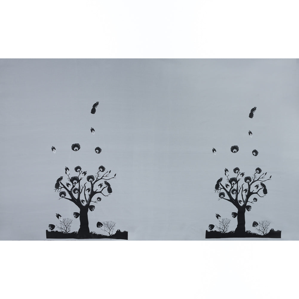 Black and Silver Landscape Jacquard Panel Full