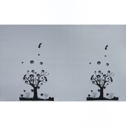 Black and Silver Landscape Jacquard Panel Full