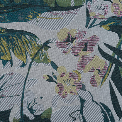 Teal and Green Metallic Leafy Jacquard Full