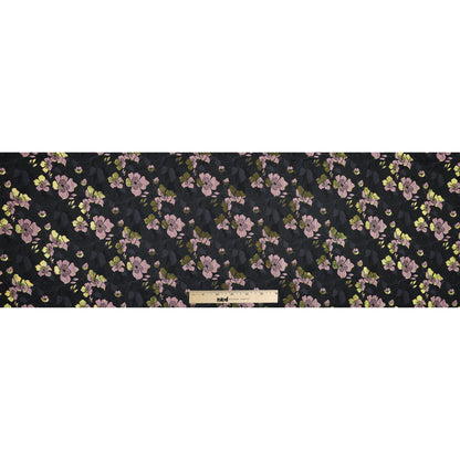 Black, Pink and Lime Reversible Floral Brocade Folded