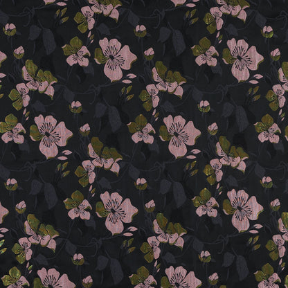 Black, Pink and Lime Reversible Floral Brocade