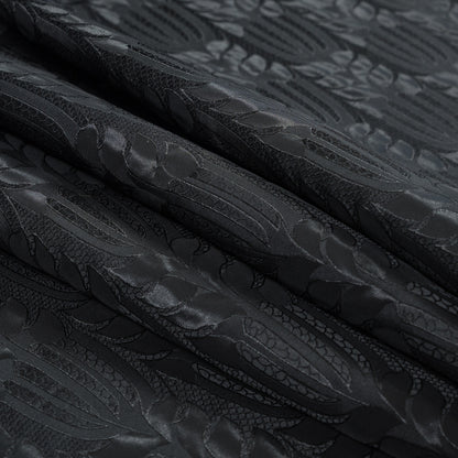 Luminous Black on Black Polyester Jacquard Folded