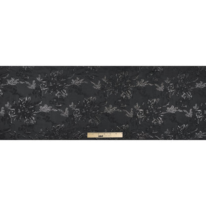 Black on Black Metallic Floral Brocade Folded