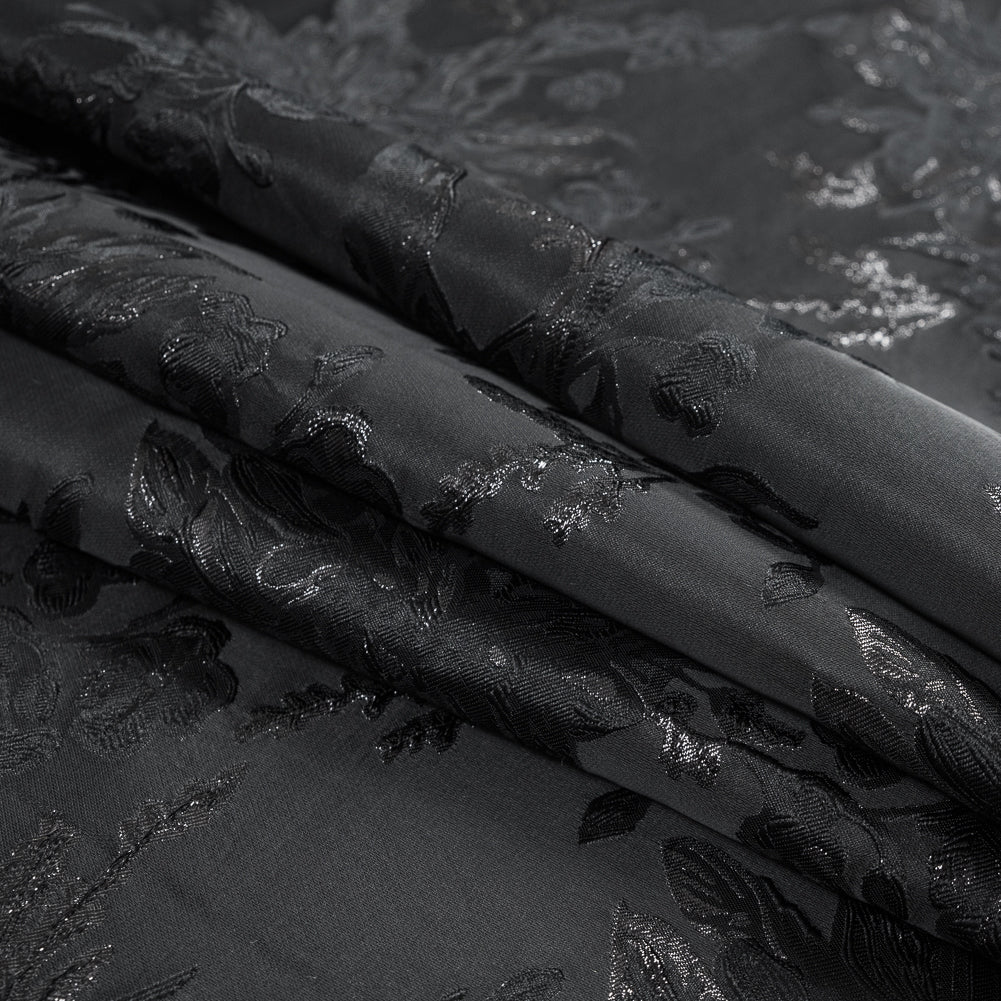 Black on Black Metallic Floral Brocade Detail