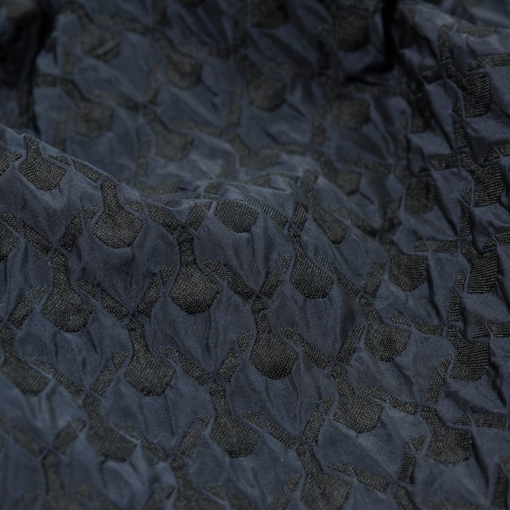Black and Navy Quilted Brocade Detail