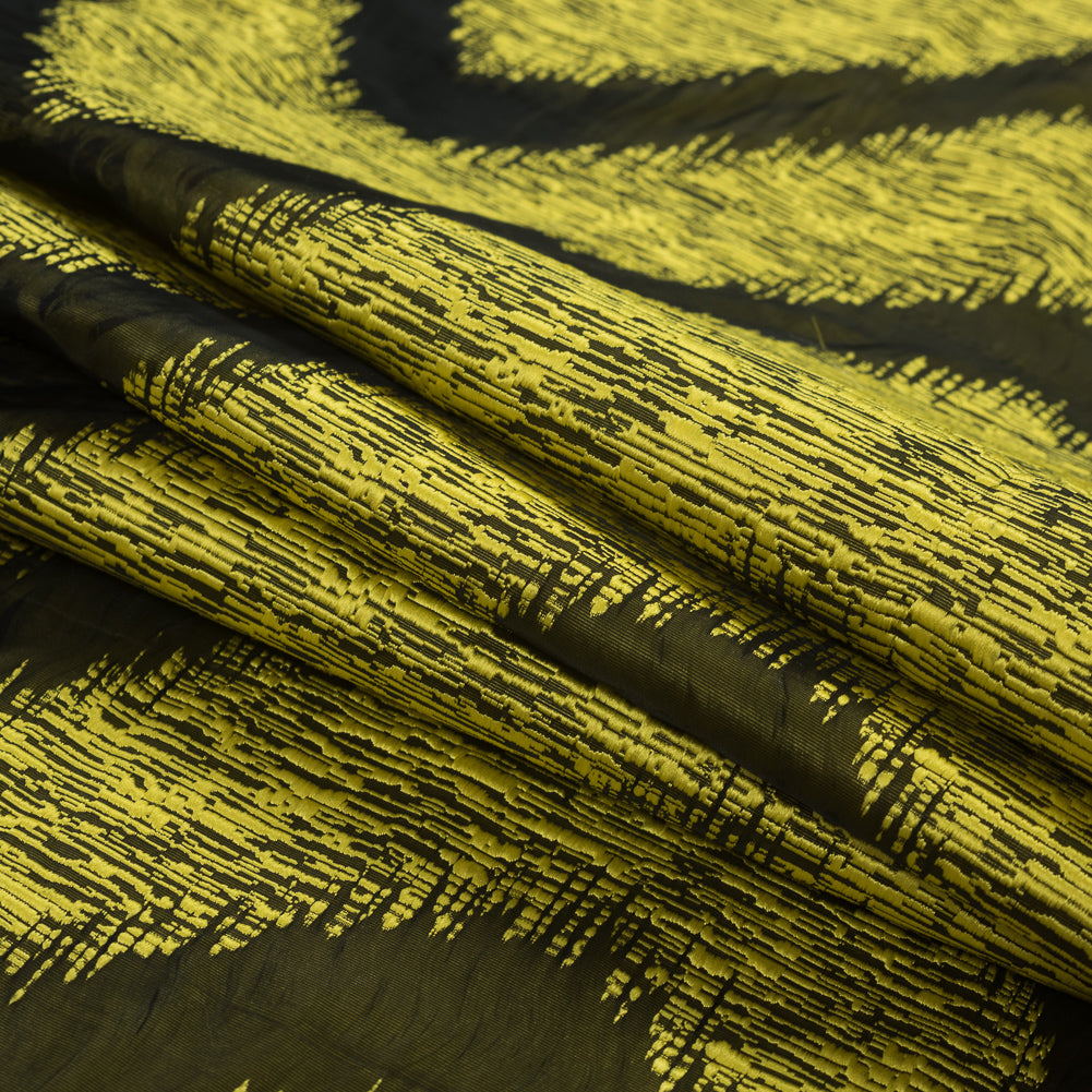 Chartreuse and Black Zig Zag Burnout Jacquard Folded