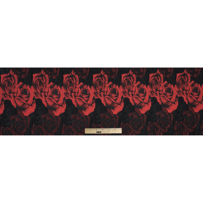 Black and Red Textural Floral Brocade Folded