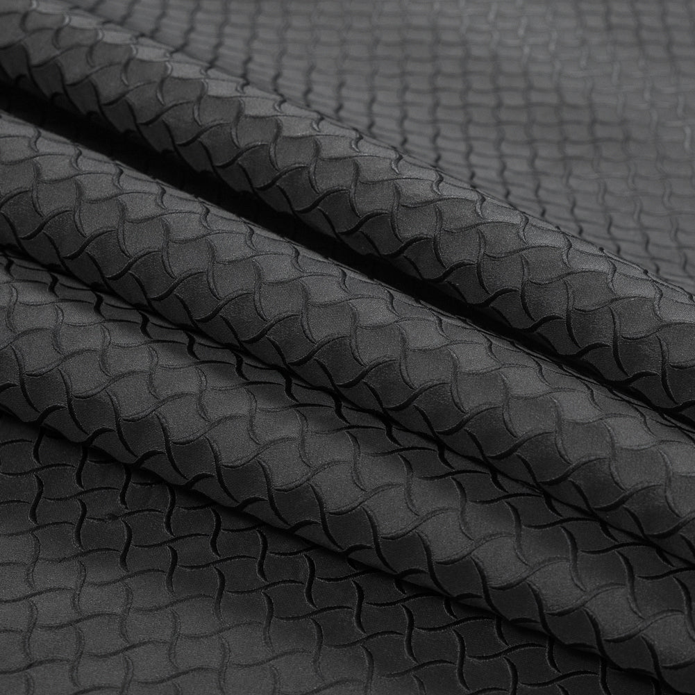 Black on Black Geometric Jacquard Folded