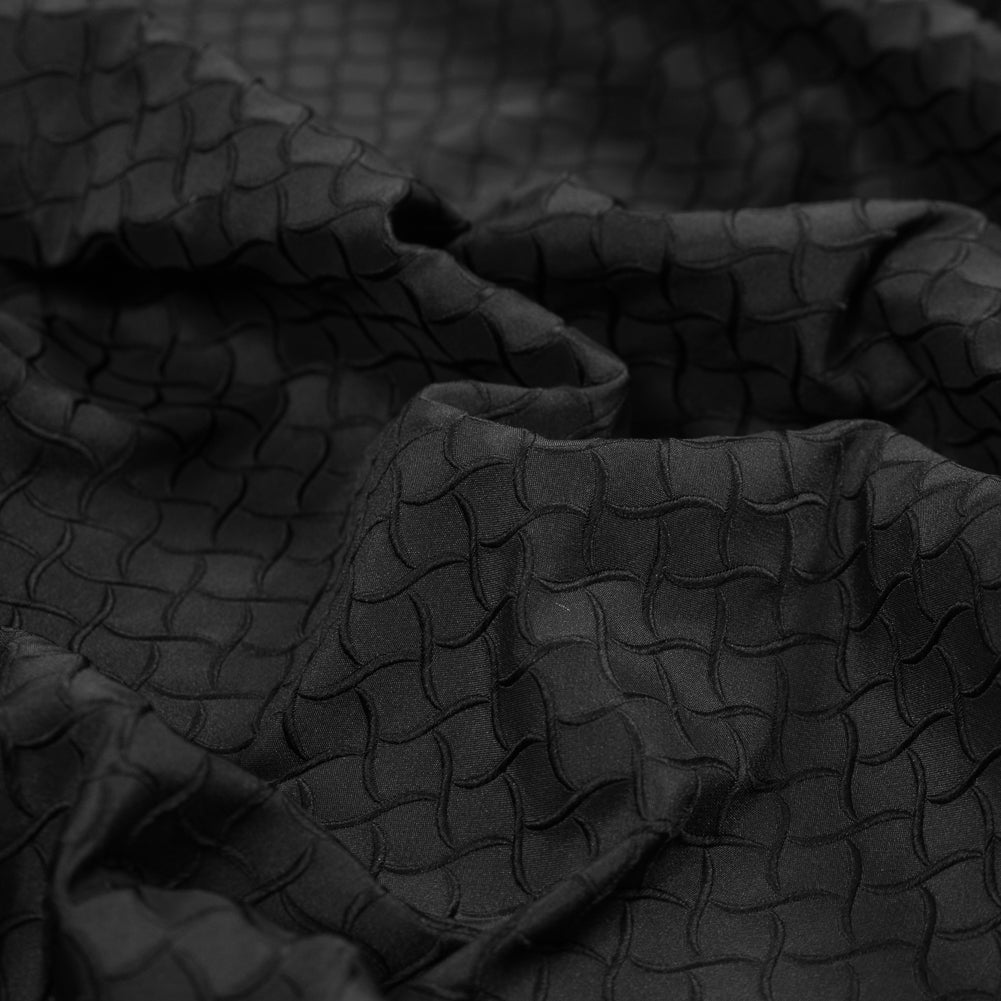 Black on Black Geometric Jacquard Detail
