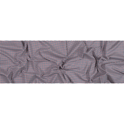 Red, White and Blue Tattersall Shepherd's Check Cotton and Tencel Flannel Folded