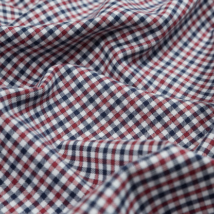 Red, White and Blue Tattersall Shepherd's Check Cotton and Tencel Flannel Full