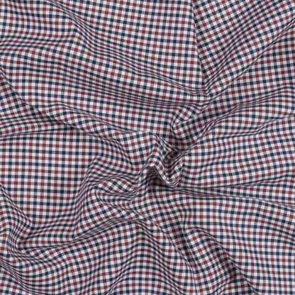 Red, White and Blue Tattersall Shepherd's Check Cotton and Tencel Flannel