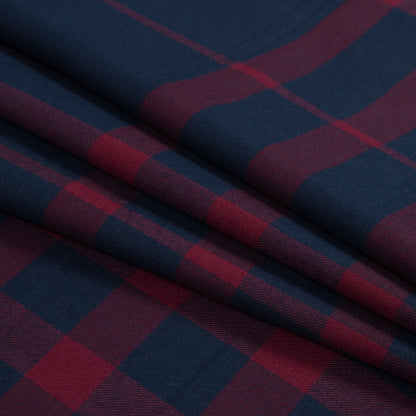 Navy and Red Plaid Double-Sided Cotton Flannel Detail