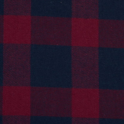Navy and Red Plaid Double-Sided Cotton Flannel Full