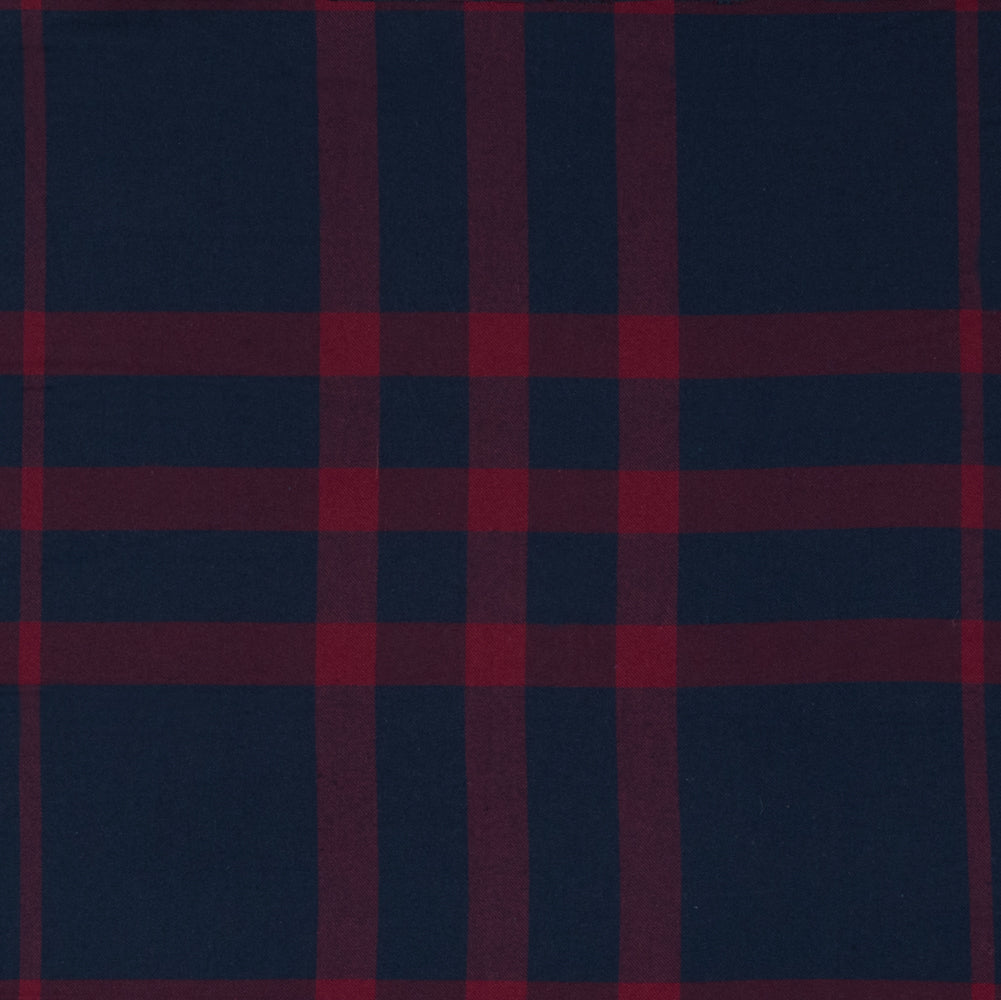 Navy and Red Plaid Double-Sided Cotton Flannel