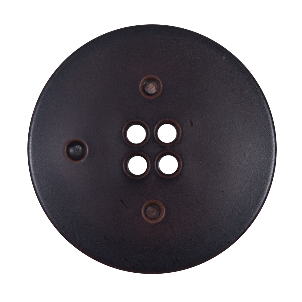Italian Brown Faux Leather Button - 54L/34mm Detail