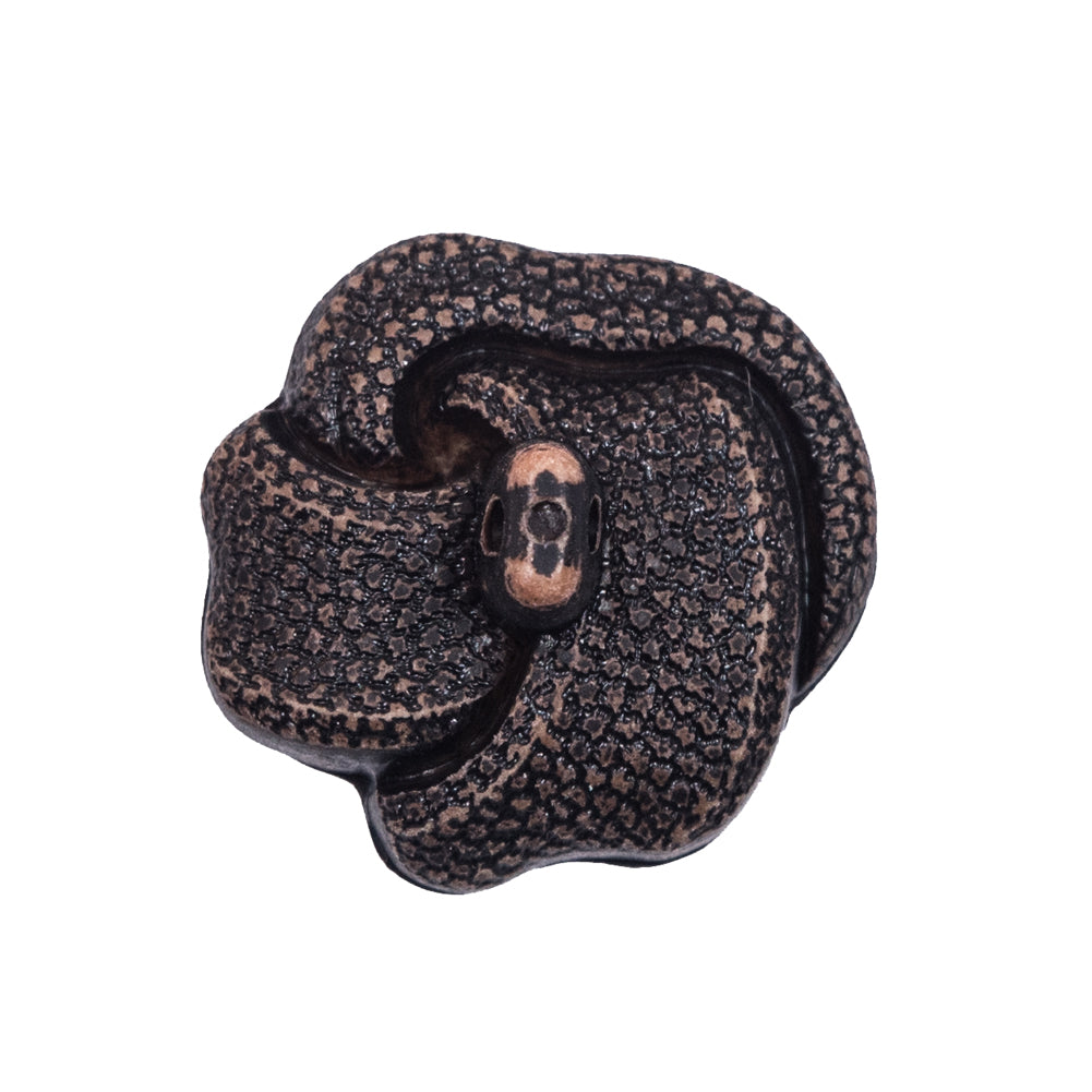 Italian Faded Brown Plastic Knot Shank Back Button - 40L/25.5mm Detail