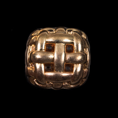 Gold Plastic Basketwoven Shank Back Button - 34L/21.5mm