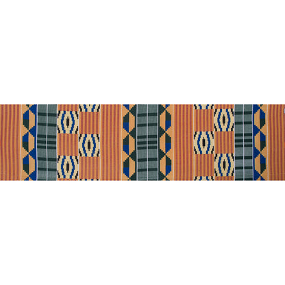 Light Orange, Green and Blue Geometric Waxed Cotton African Print Full