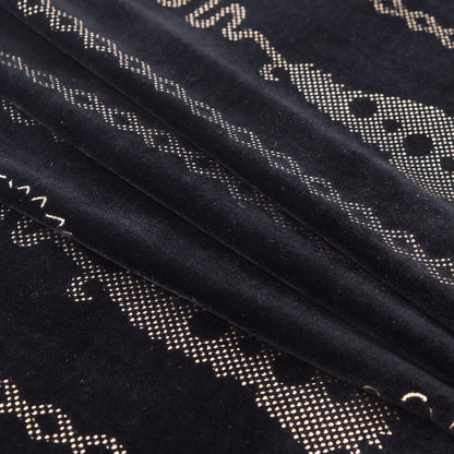 Black and Metallic Gold Foil African-Inspired Stretch Velour Detail