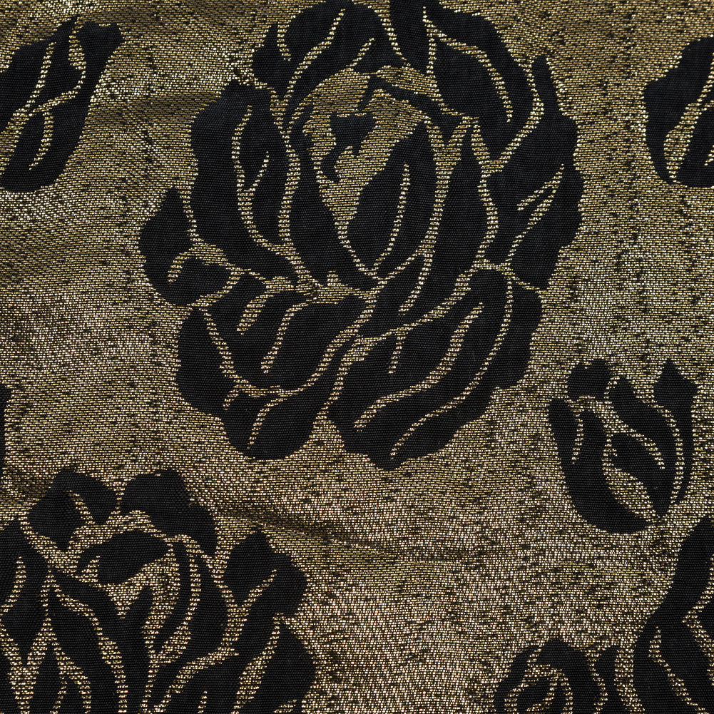 Phillip Lim Black and Metallic Gold Floral Silk Jacquard Detail