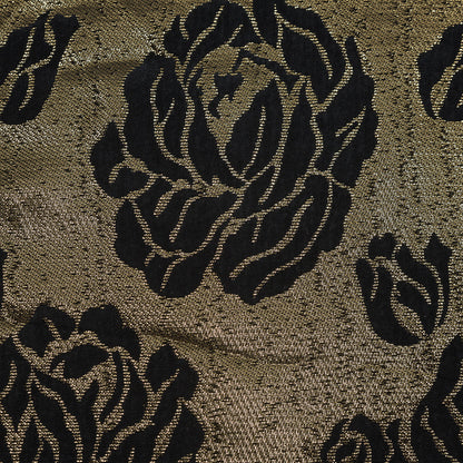 Phillip Lim Black and Metallic Gold Floral Silk Jacquard Detail