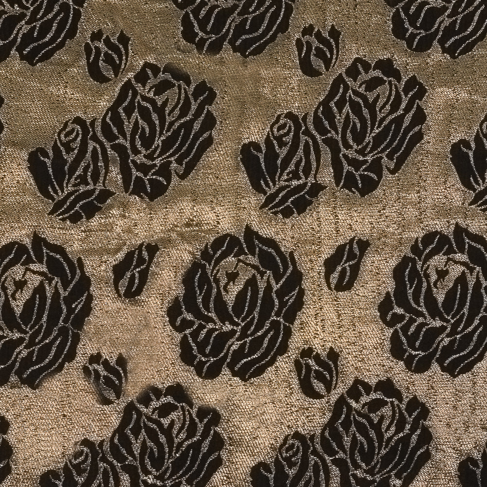Phillip Lim Black and Metallic Gold Floral Silk Jacquard